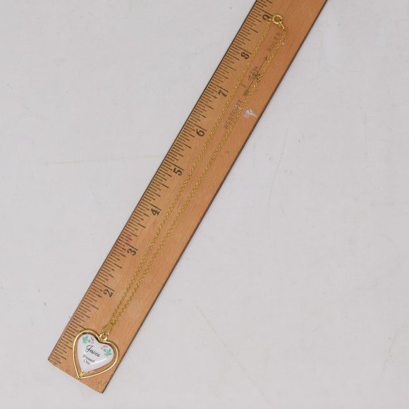 Heart Pendant Necklace Jessica Blessed One Goldtone Fashion Jewelry Flowers - Picture 10 of 11